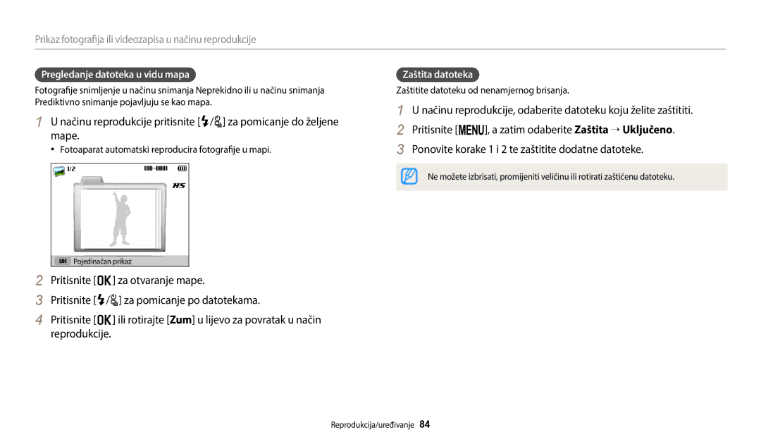 Samsung EC-WB2100BPBE3 Pregledanje datoteka u vidu mapa, Zaštita datoteka, Zaštitite datoteku od nenamjernog brisanja 