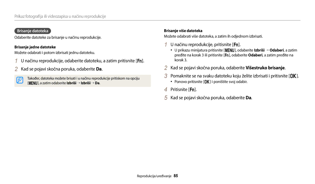 Samsung EC-WB2100BPBE3 manual Načinu reprodukcije, pritisnite s, Pritisnite s Kad se pojavi skočna poruka, odaberite Da 