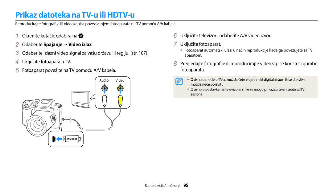 Samsung EC-WB2100BPBE3 manual Prikaz datoteka na TV-u ili HDTV-u 