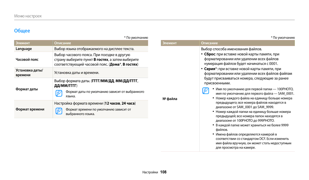 Samsung EC-WB2100BPRRU, EC-WB2100BPBRU, EC-WB2100BPBKZ manual Общее 