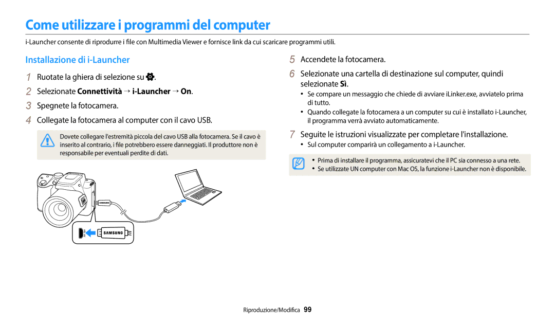 Samsung EC-WB2100BPBTR, EC-WB2100BPBE1 manual Come utilizzare i programmi del computer, Installazione di i-Launcher 