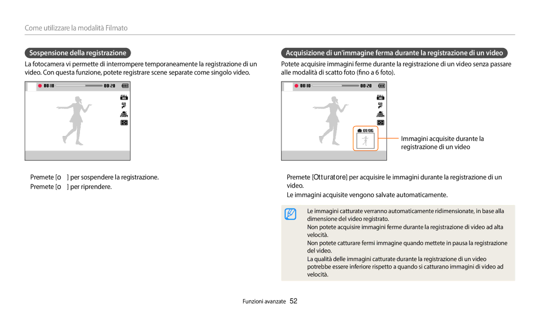 Samsung EC-WB2100BPBE1, EC-WB2100BPBTR manual Sospensione della registrazione 