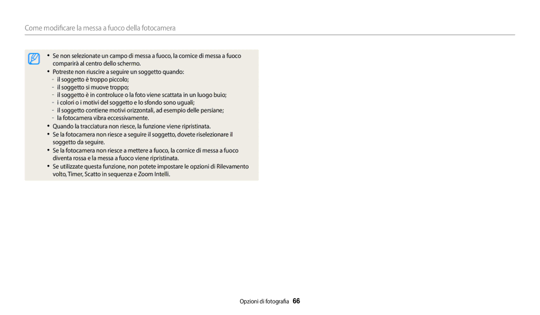 Samsung EC-WB2100BPBE1, EC-WB2100BPBTR manual Come modificare la messa a fuoco della fotocamera 