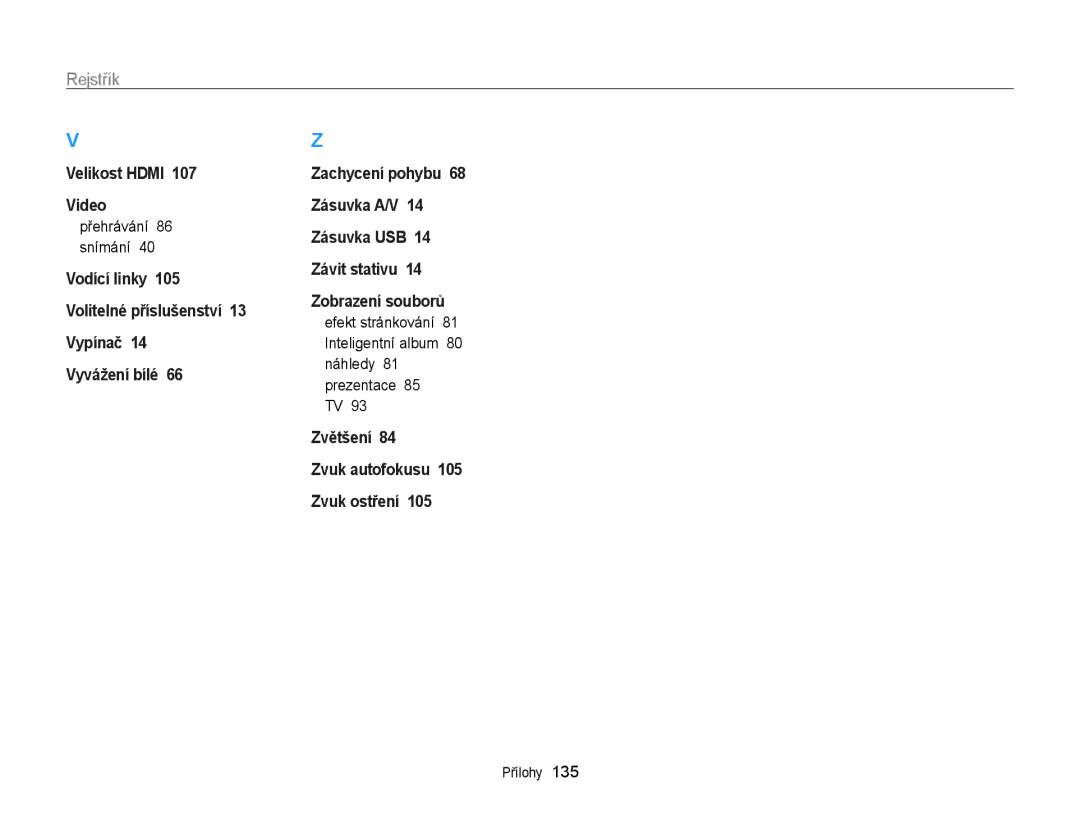 Samsung EC-WB210ZBPBE3, EC-WB210ZBPBE1, EC-WB210ZBPSE3 manual Přehrávání 86 snímání 