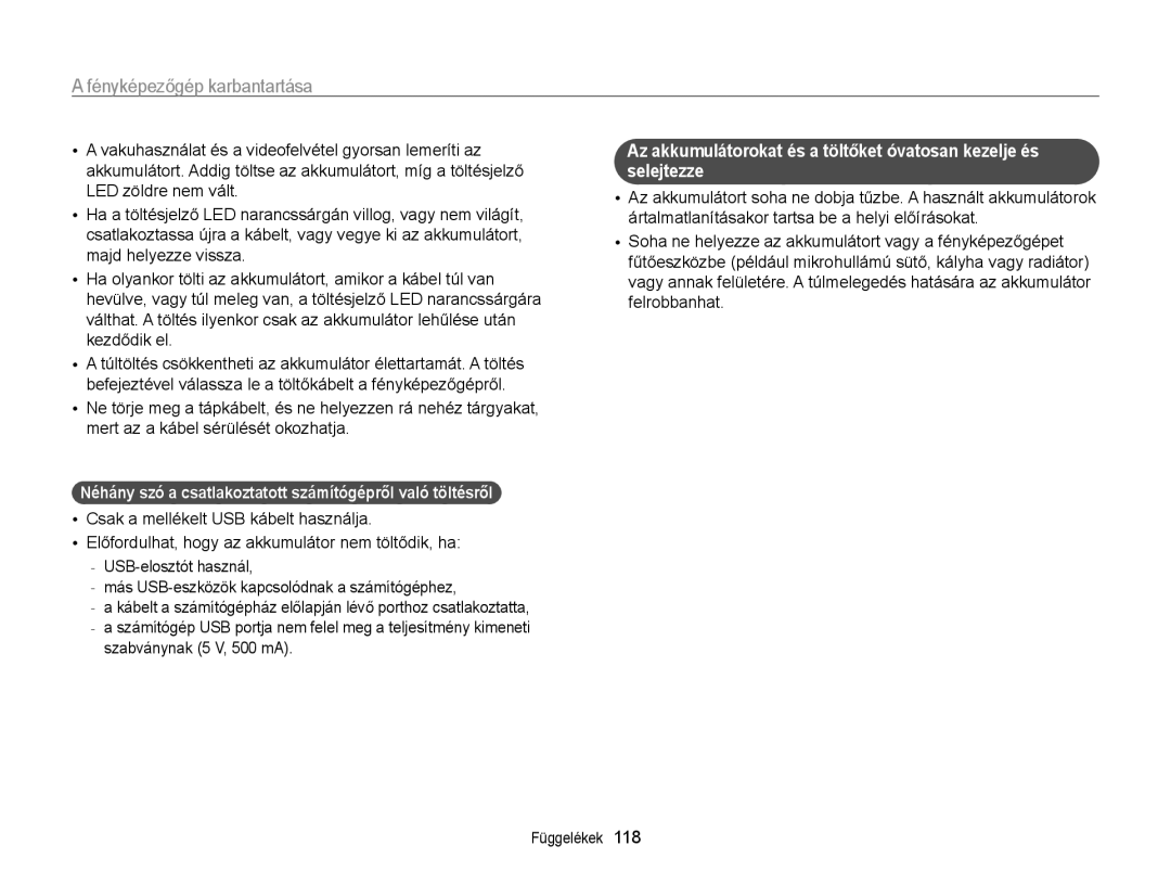 Samsung EC-WB210ZBPBE2, EC-WB210ZBPRE1, EC-WB210ZBPBE1 manual Néhány szó a csatlakoztatott számítógépről való töltésről 