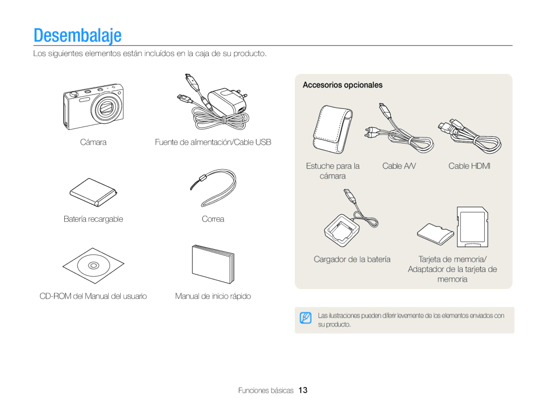 Samsung EC-WB210ZBPRE1, EC-WB210ZBPBE1 manual Desembalaje 