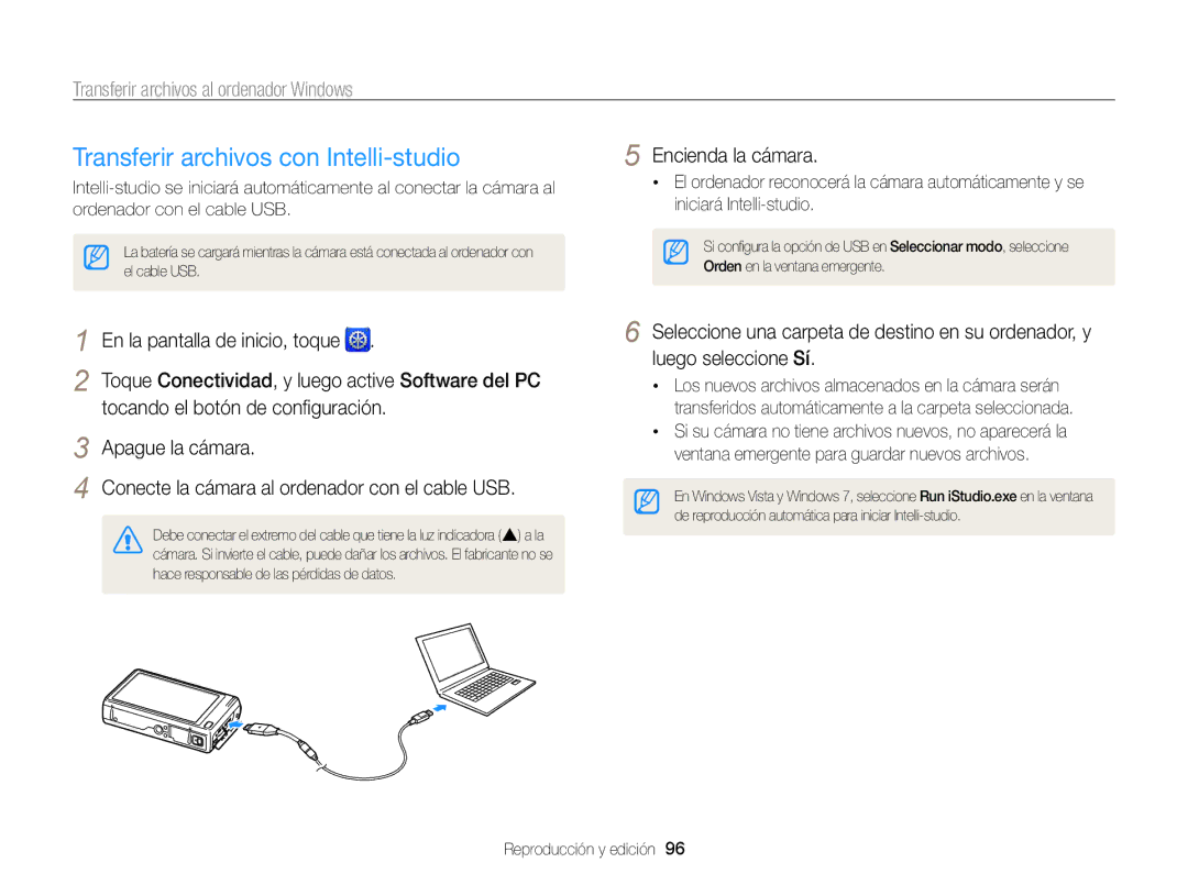 Samsung EC-WB210ZBPBE1, EC-WB210ZBPRE1 Transferir archivos con Intelli-studio, Transferir archivos al ordenador Windows 