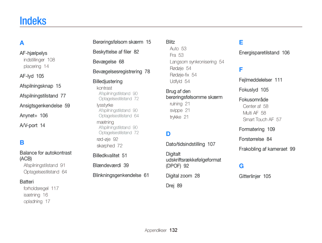 Samsung EC-WB210ZBPBE2, EC-WB210ZBPSE2 manual Indeks 