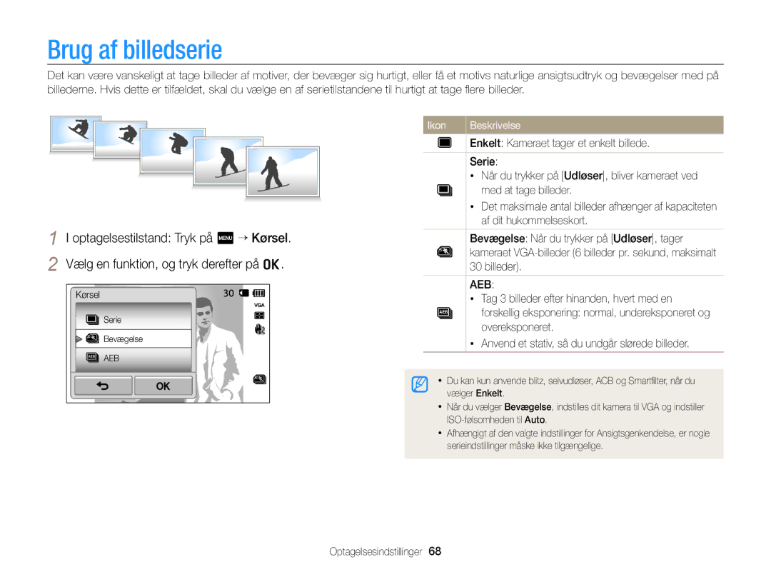 Samsung EC-WB210ZBPBE2, EC-WB210ZBPSE2 manual Brug af billedserie 