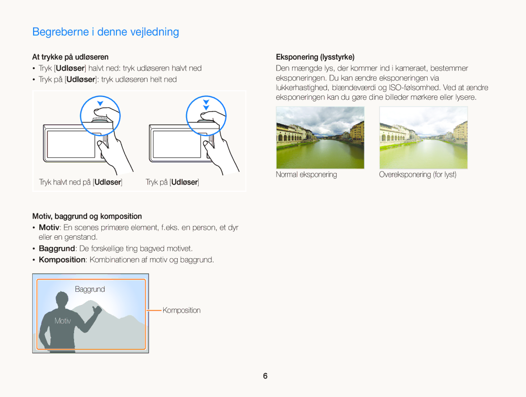 Samsung EC-WB210ZBPBE2, EC-WB210ZBPSE2 Begreberne i denne vejledning, Motiv, Eksponering lysstyrke, Normal eksponering 