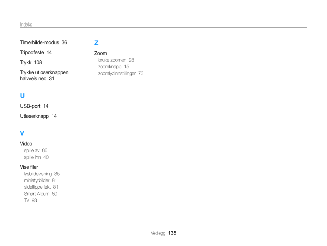 Samsung EC-WB210ZBPSE2, EC-WB210ZBPBE2 manual Spille av 86 spille inn 