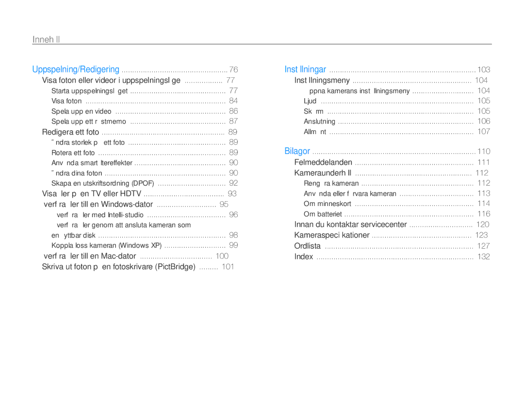 Samsung EC-WB210ZBPSE2, EC-WB210ZBPBE2 manual Överföra ﬁler genom att ansluta kameran som 