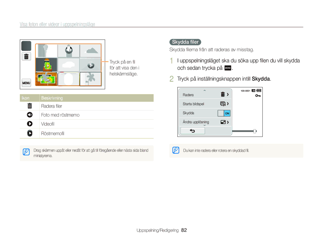 Samsung EC-WB210ZBPBE2, EC-WB210ZBPSE2 manual Skydda ﬁler 