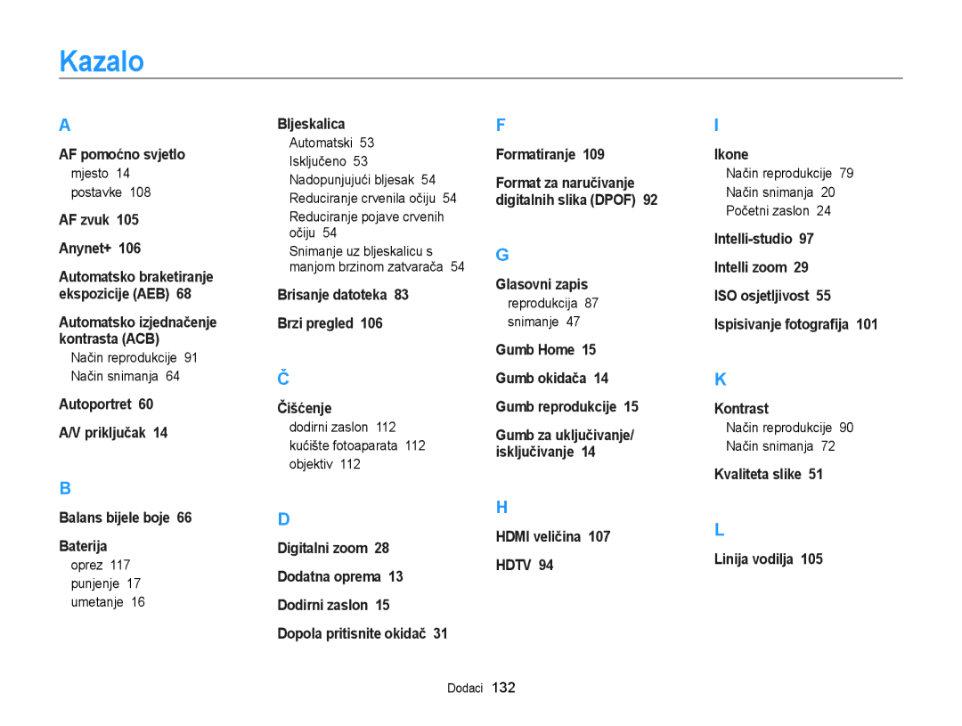 Samsung EC-WB210ZBPSE3 manual Kazalo 