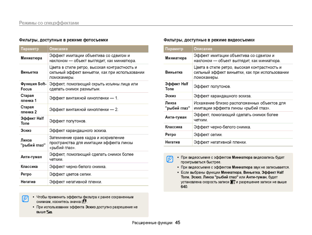 Samsung EC-WB210ZBPSRU manual Эффект имитации объектива со сдвигом и, Ломокамеры, Эффект полутонов, Сделать снимок размытым 