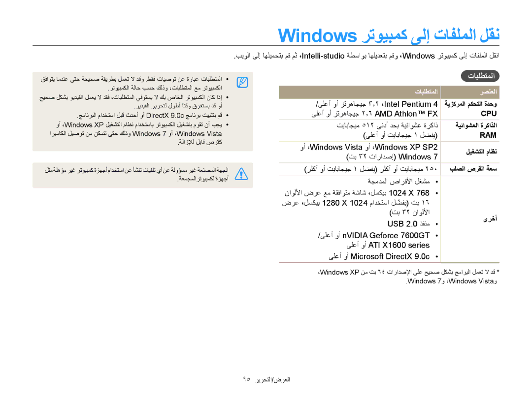 Samsung EC-WB210ZBPBIL, EC-WB210ZBPSSA, EC-WB210ZDPRIR, EC-WB210ZDPSME Windows ﺮﺗﻮﻴﺒﻤﻛ ﻰﻟﺇ ﺕﺎﻔﻠﻤﻟﺍ ﻞﻘﻧ, ﺕﺎﺒﻠﻄﺘﻤﻟﺍ ﺮﺼﻨﻌﻟﺍ 