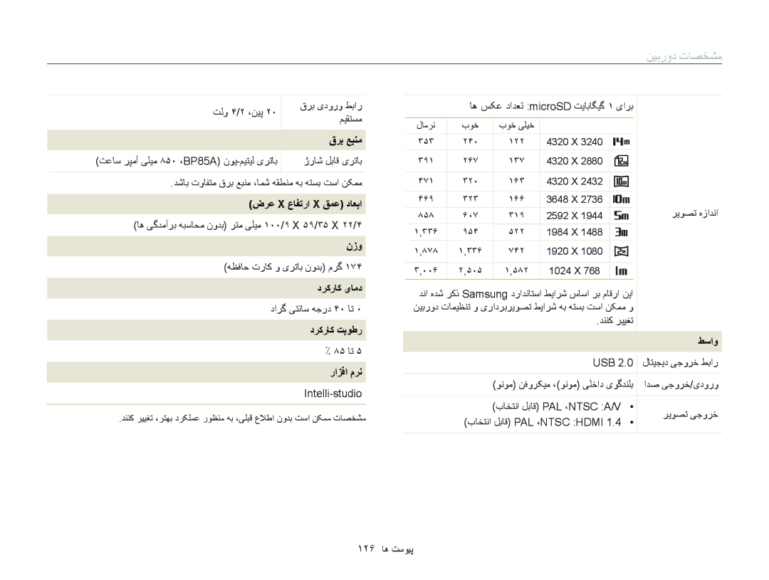 Samsung EC-WB210ZDPRIR, EC-WB210ZBPSSA ﻕﺮﺑ ﻊﺒﻨﻣ, ﺽﺮﻋ X ﻉﺎﻔﺗﺭﺍ X ﻖﻤﻋ ﺩﺎﻌﺑﺍ, ﻥﺯﻭ, ﺩﺮﮐﺭﺎﮐ یﺎﻣﺩ, ﺩﺮﮐﺭﺎﮐ ﺖﺑﻮﻃﺭ, ﺭﺍﺰﻓﺍ ﻡﺮﻧ, ﻂﺳﺍﻭ 