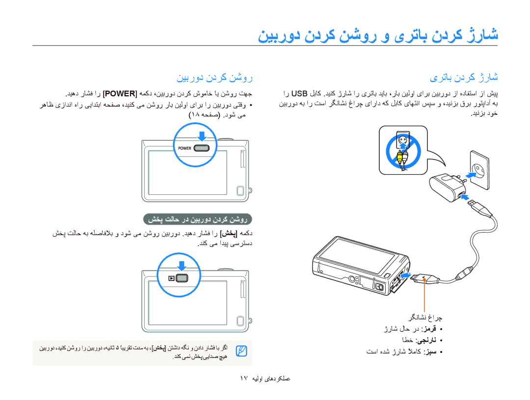 Samsung EC-WB210ZBPSSA, EC-WB210ZDPRIR manual ﻦﻴﺑﺭﻭﺩ ﻥﺩﺮﮐ ﻦﺷﻭﺭ ﻭ یﺮﺗﺎﺑ ﻥﺩﺮﮐ ژﺭﺎﺷ, ﺶﺨﭘ ﺖﻟﺎﺣ ﺭﺩ ﻦﻴﺑﺭﻭﺩ ﻥﺩﺮﮐ ﻦﺷﻭﺭ, ﺎﻄﺧ ﯽﺠﻧﺭﺎﻧ 