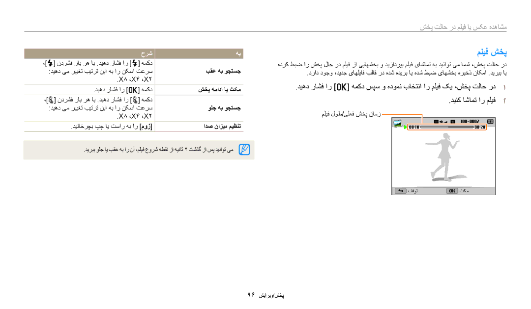 Samsung EC-WB2200BPBJO, EC-WB2200BMBM3 manual ملیف شخپ, بقع هب وجتسج, شخپ همادا ای ثکم, ولج هب وجتسج, ادص نازیم میظنت 