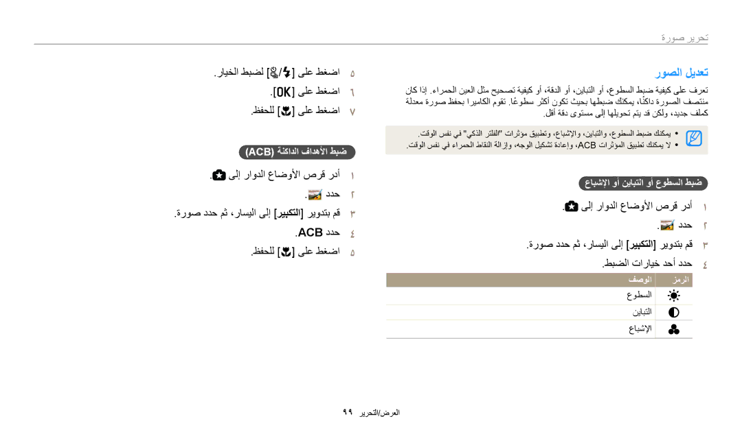 Samsung EC-WB2200DMBME روصلا ليدعت, رايخلا طبضل t/F ىلع طغضا٥ ىلع طغضا٦ ظفحلل c ىلع طغضا٧, ACB ددح٤ ظفحلل c ىلع طغضا٥ 