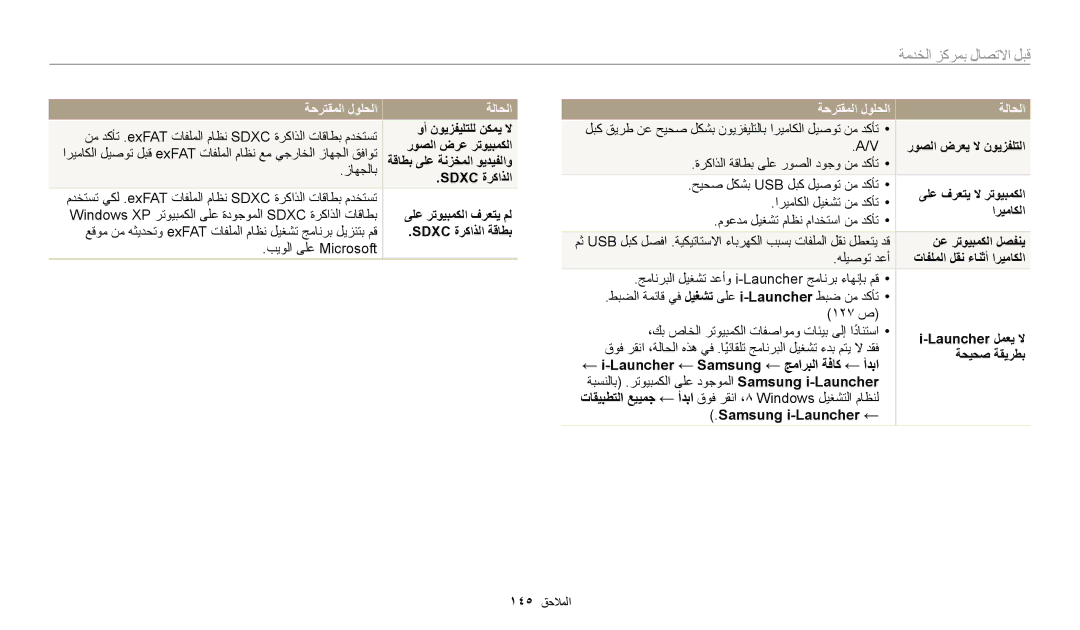 Samsung EC-WB2200BPBJO, EC-WB2200BMBM3 وأ نويزفيلتلل نكمي لا, روصلا ضرع رتويبمكلا, Sdxc ةركاذلا, ىلع رتويبمكلا فرعتي مل 