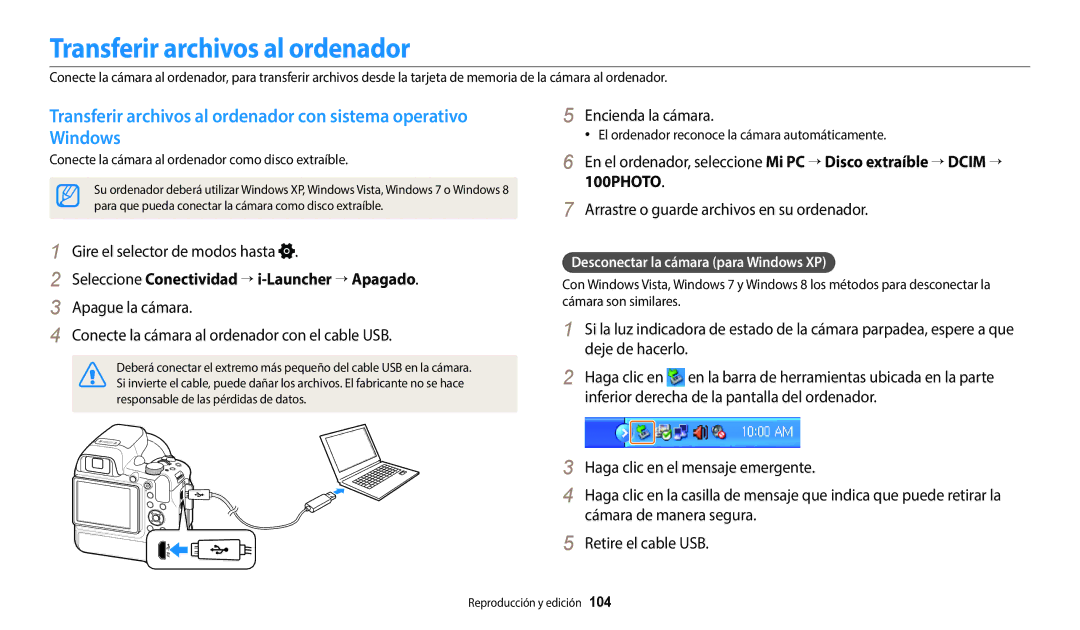 Samsung EC-WB2200BPBE1 manual Transferir archivos al ordenador, Seleccione Conectividad  i-Launcher  Apagado 