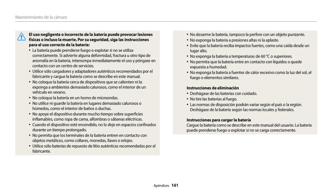 Samsung EC-WB2200BPBE1 manual Instrucciones de eliminación, Instrucciones para cargar la batería 