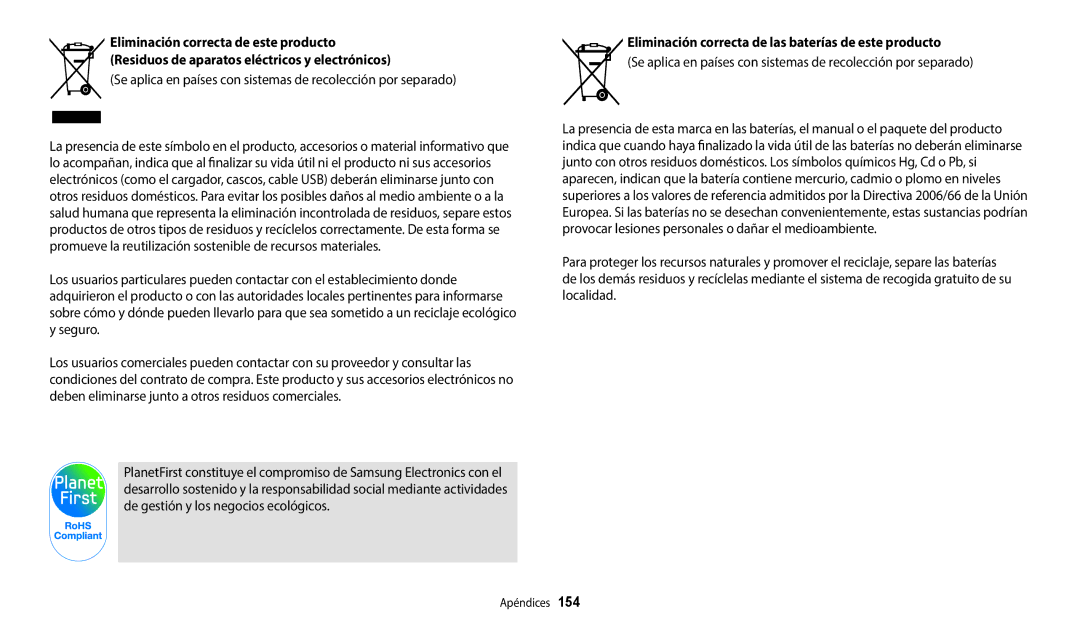 Samsung EC-WB2200BPBE1 manual Se aplica en países con sistemas de recolección por separado 