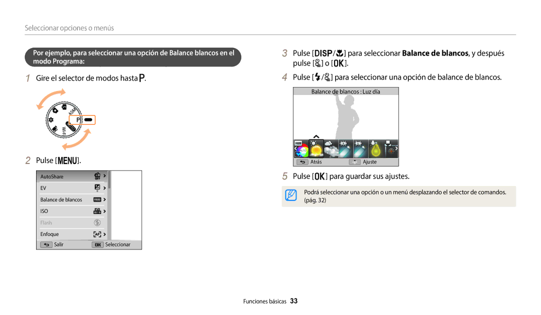 Samsung EC-WB2200BPBE1 manual Gire el selector de modos hasta Pulse m, Pulse o para guardar sus ajustes 