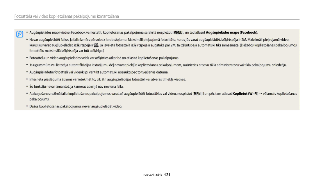 Samsung EC-WB2200BPBE2 manual Fotoattēlu vai video koplietošanas pakalpojumu izmantošana 