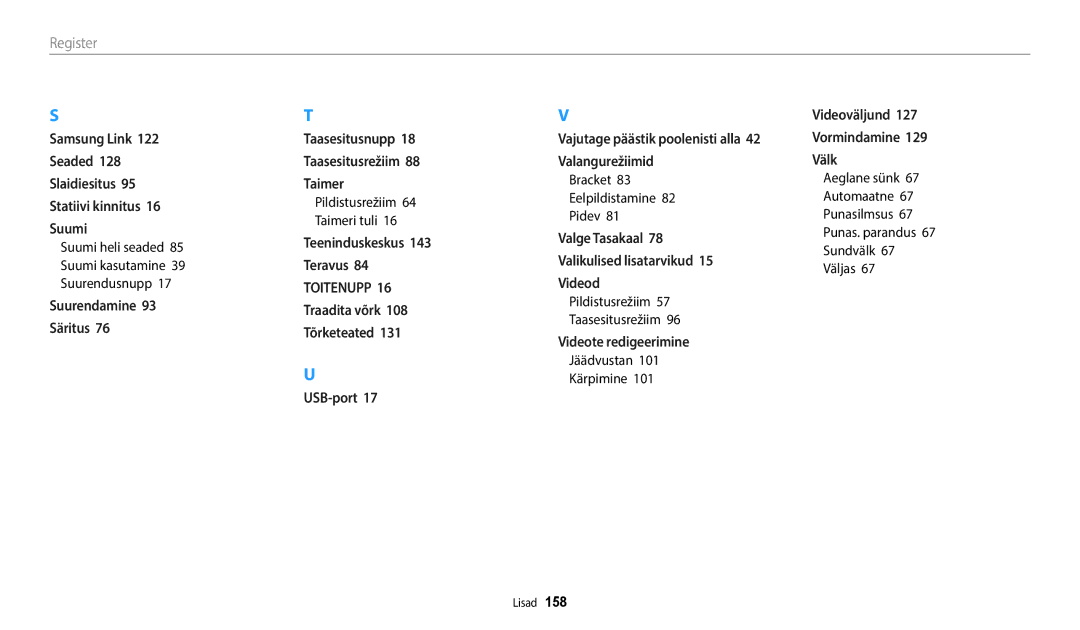 Samsung EC-WB2200BPBE2 manual Sundvälk, Väljas, Jäädvustan Kärpimine 