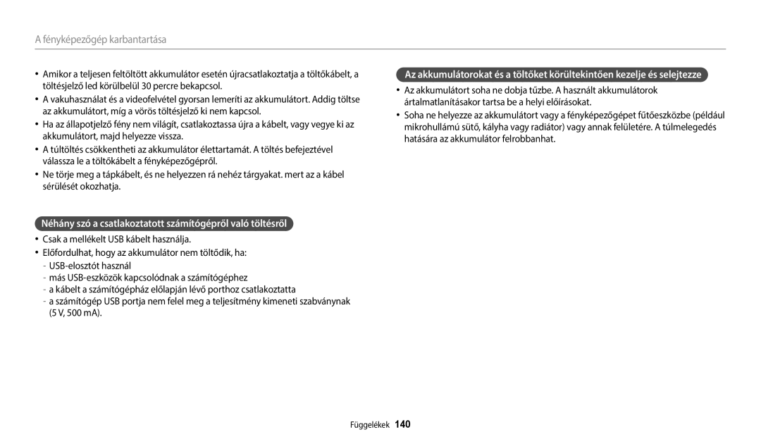 Samsung EC-WB2200BPBE3 manual Néhány szó a csatlakoztatott számítógépről való töltésről 