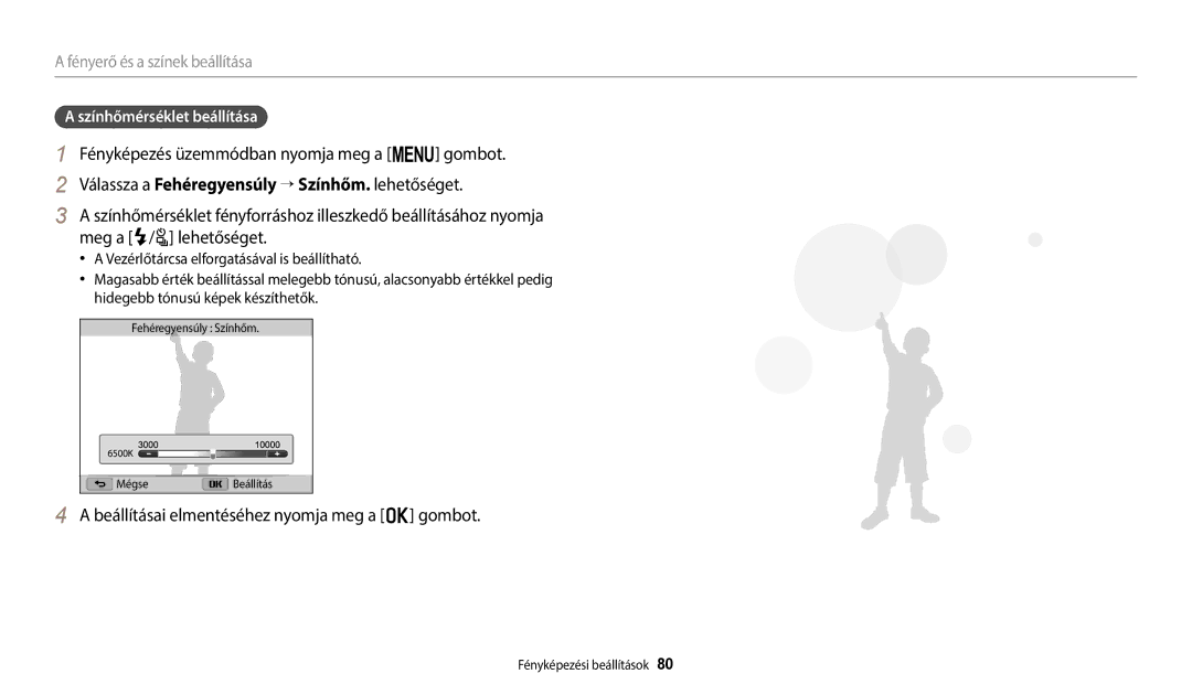 Samsung EC-WB2200BPBE3 manual Színhőmérséklet beállítása 