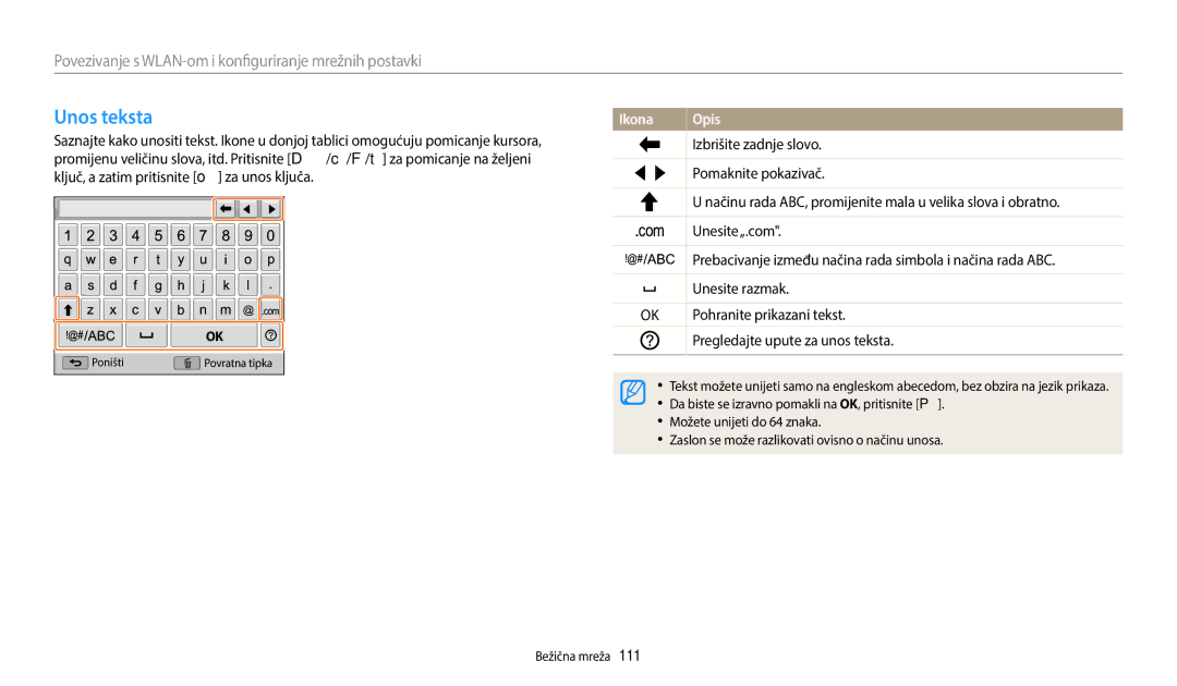 Samsung EC-WB2200BPBE3 manual Unos teksta 