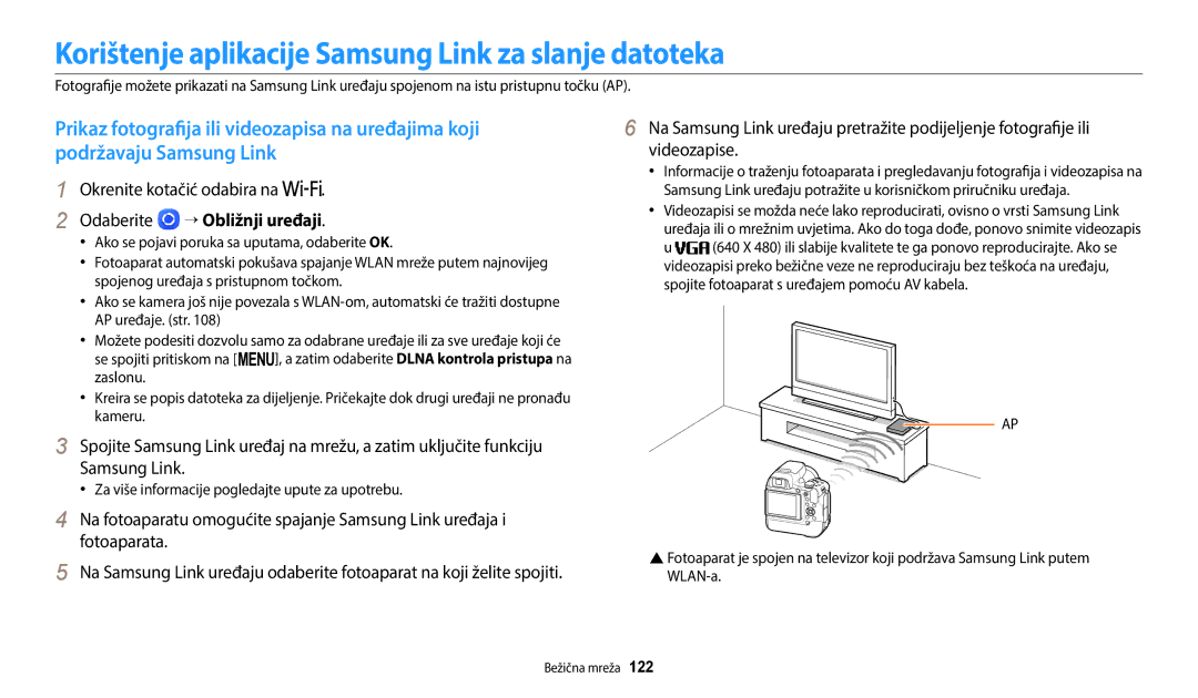 Samsung EC-WB2200BPBE3 manual Korištenje aplikacije Samsung Link za slanje datoteka, Odaberite → Obližnji uređaji 