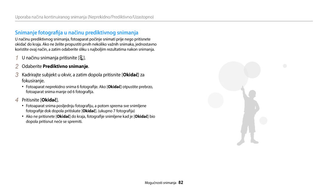 Samsung EC-WB2200BPBE3 manual Snimanje fotografija u načinu prediktivnog snimanja, Odaberite Prediktivno snimanje 