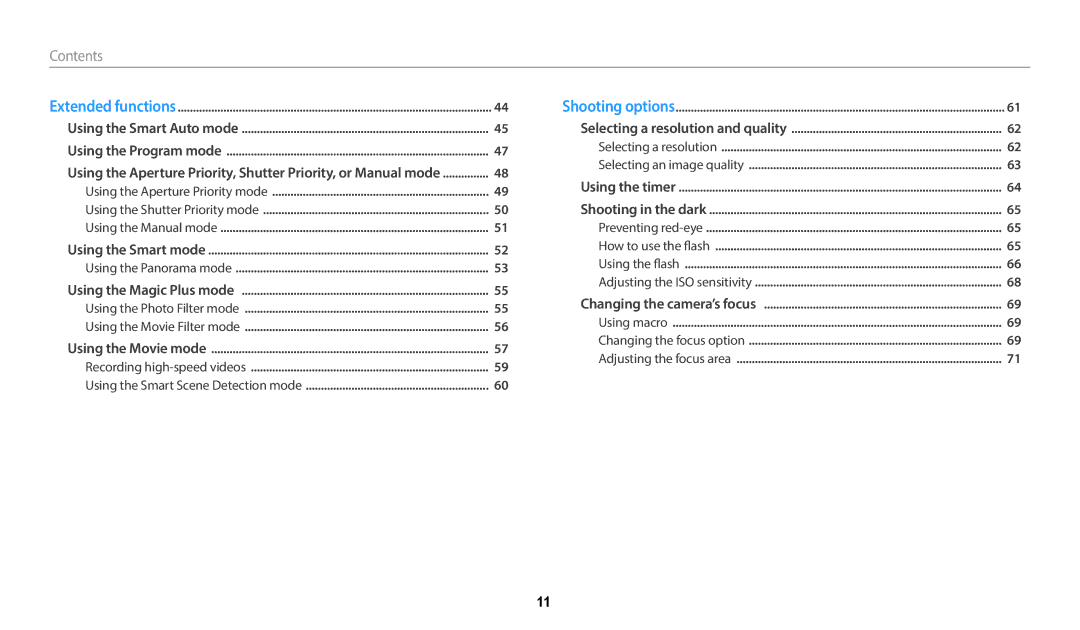 Samsung EC-WB2200BPBKZ, EC-WB2200BPBFR, EC-WB2200BPBTR, EC-WB2200BPBE1, EC-WB2200BMBM3, EC-WB2200BMBSA manual Contents﻿ 