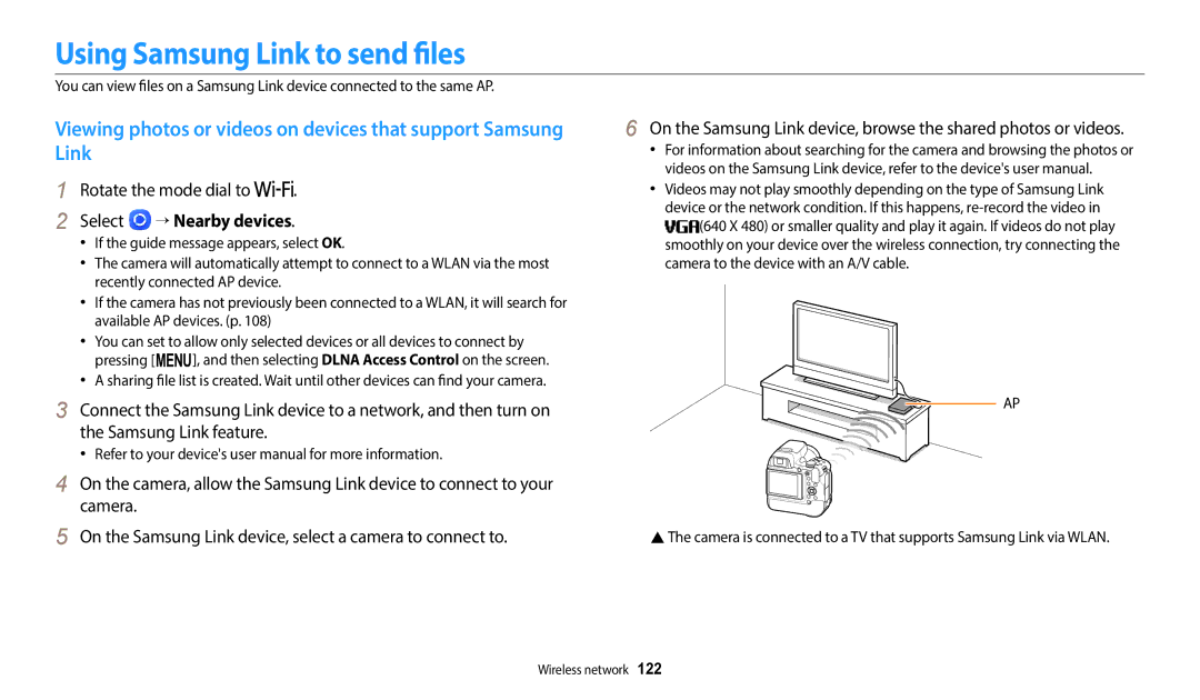 Samsung EC-WB2200BPBE2, EC-WB2200BPBFR, EC-WB2200BPBTR manual Using Samsung Link to send files, Select → Nearby devices 