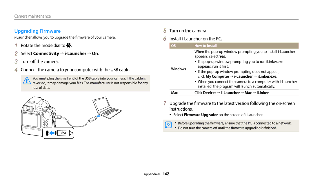 Samsung EC-WB2200BMBM3, EC-WB2200BPBFR manual Upgrading Firmware, Select Connectivity → i-Launcher → On, How to install 