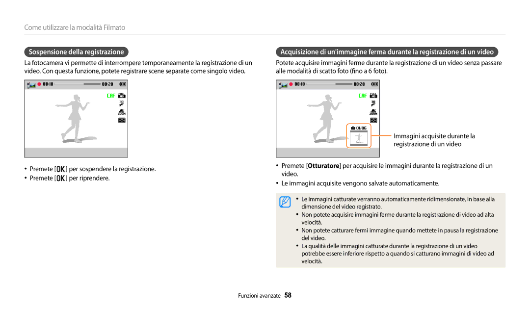 Samsung EC-WB2200BPBE1, EC-WB2200BPBFR, EC-WB2200BPBTR manual Sospensione della registrazione 