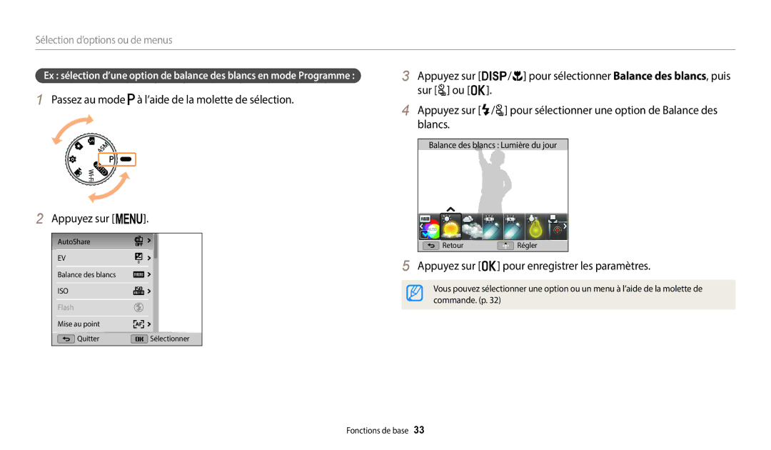 Samsung EC-WB2200BPBFR manual Appuyez sur o pour enregistrer les paramètres 