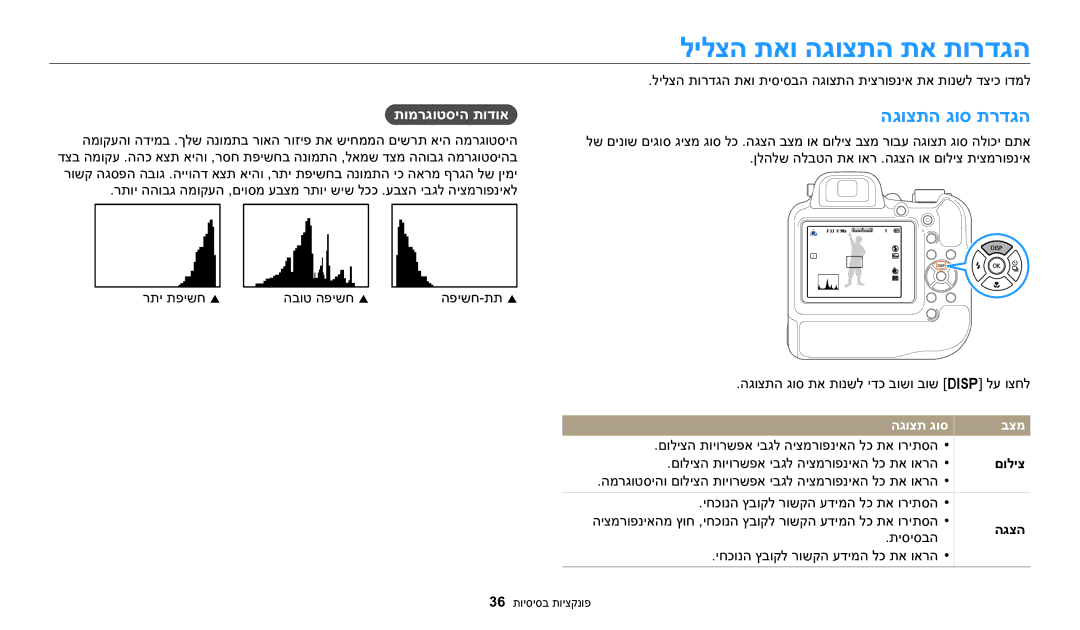 Samsung EC-WB2200BPBIL manual לילצה תאו הגוצתה תא תורדגה, הגוצתה גוס תרדגה, תומרגוטסיה תודוא, הגוצת גוס בצמ 