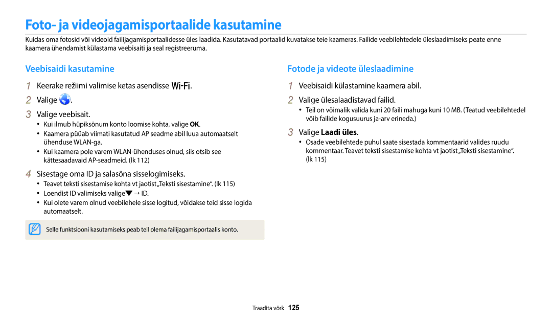 Samsung EC-WB250FBPBE2 Foto- ja videojagamisportaalide kasutamine, Veebisaidi kasutamine, Fotode ja videote üleslaadimine 