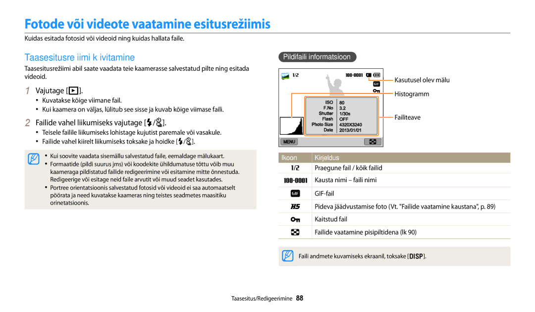 Samsung EC-WB250FFPRE2 manual Fotode või videote vaatamine esitusrežiimis, Taasesitusrežiimi käivitamine, Vajutage P 