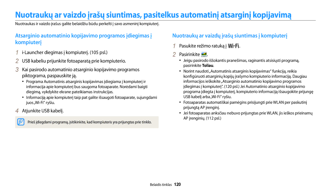 Samsung EC-WB250FBPWE2 manual Nuotraukų ar vaizdų įrašų siuntimas į kompiuterį, Pasukite režimo ratuką į w Pasirinkite 