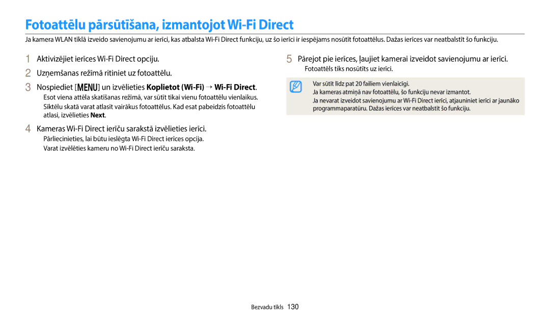 Samsung EC-WB250FFPRE2, EC-WB250FBPBE2 Fotoattēlu pārsūtīšana, izmantojot Wi-Fi Direct, Fotoattēls tiks nosūtīts uz ierīci 