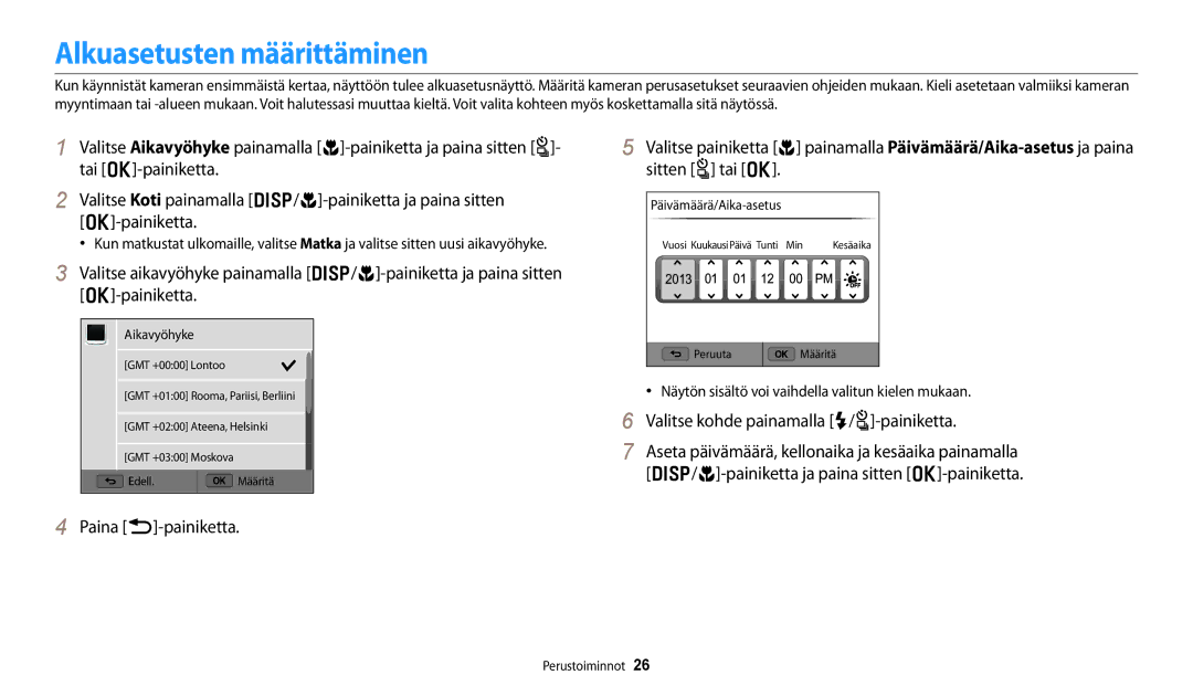 Samsung EC-WB250FBPBE2 manual Alkuasetusten määrittäminen, Paina b-painiketta, Valitse kohde painamalla F/t-painiketta 