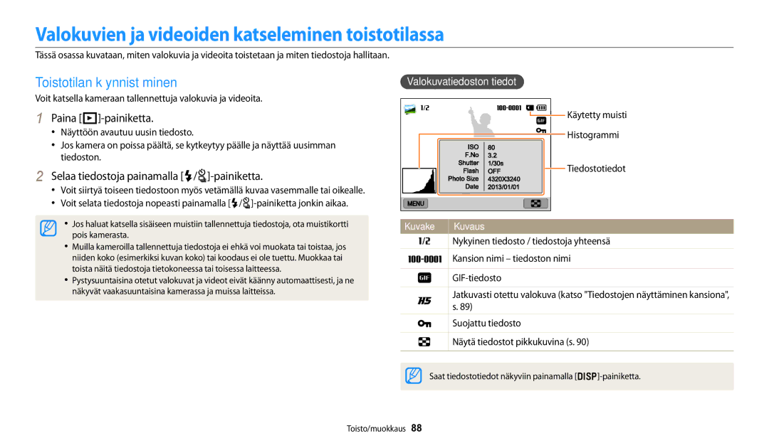 Samsung EC-WB250FBPAE2 Valokuvien ja videoiden katseleminen toistotilassa, Toistotilan käynnistäminen, Paina P-painiketta 