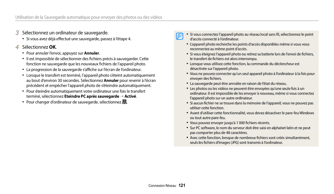 Samsung EC-WB252FBDBFR, EC-WB250FBPBFR, EC-WB250FFPBFR manual Sélectionnez un ordinateur de sauvegarde, Sélectionnez OK 