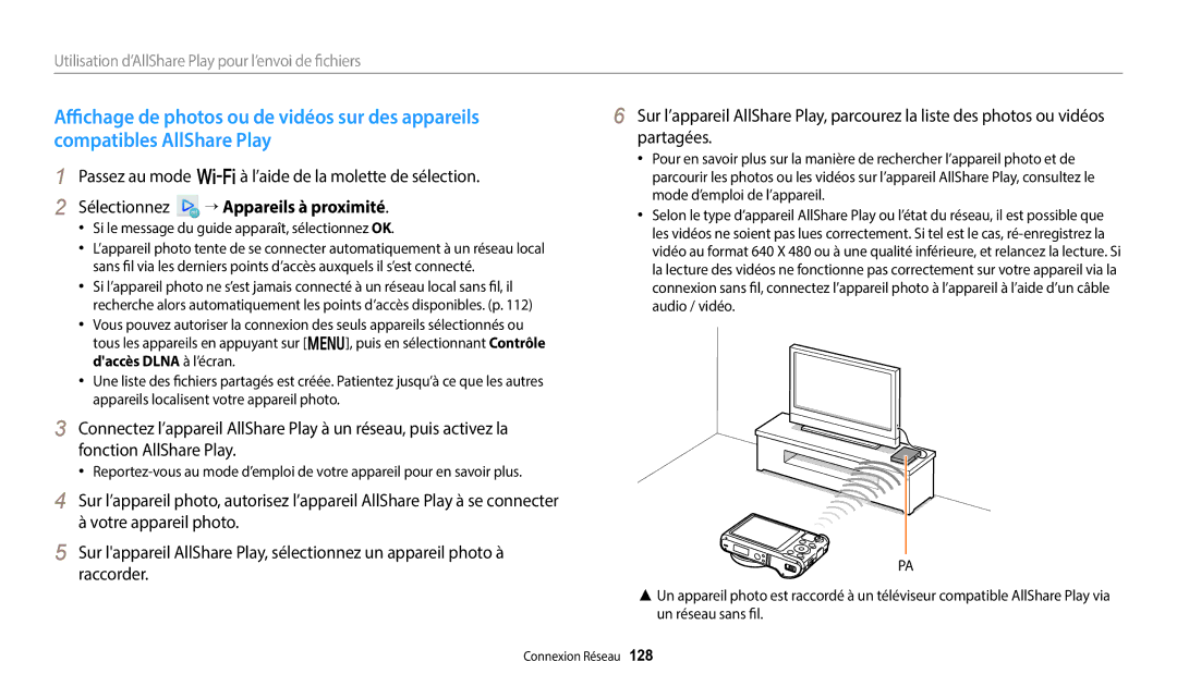 Samsung EC-WB250FBPWFR manual Passez au mode w à l’aide de la molette de sélection, Sélectionnez “ Appareils à proximité 